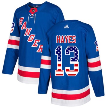 Authentic Adidas Youth Kevin Hayes New York Rangers USA Flag Fashion Jersey - Royal Blue