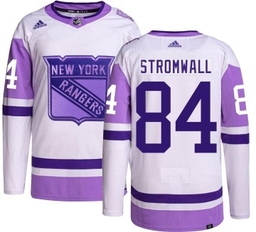 Authentic Adidas Youth Malte Stromwall New York Rangers Hockey Fights Cancer Jersey -