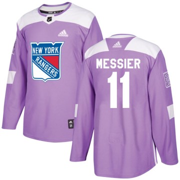 Authentic Adidas Youth Mark Messier New York Rangers Fights Cancer Practice Jersey - Purple