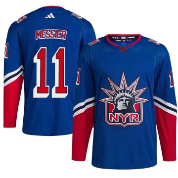 Authentic Adidas Youth Mark Messier New York Rangers Reverse Retro 2.0 Jersey - Royal