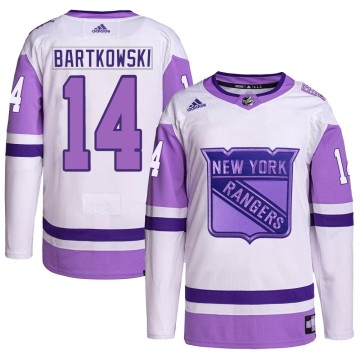 Authentic Adidas Youth Matt Bartkowski New York Rangers Hockey Fights Cancer Primegreen Jersey - White/Purple