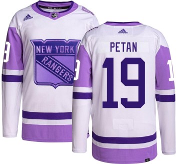 Authentic Adidas Youth Nic Petan New York Rangers Hockey Fights Cancer Jersey -