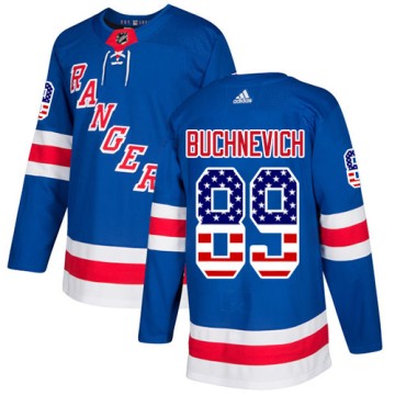 Authentic Adidas Youth Pavel Buchnevich New York Rangers USA Flag Fashion Jersey - Royal Blue