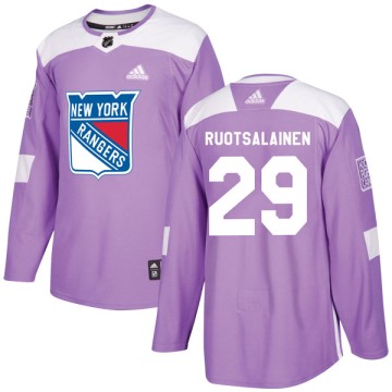 Authentic Adidas Youth Reijo Ruotsalainen New York Rangers Fights Cancer Practice Jersey - Purple
