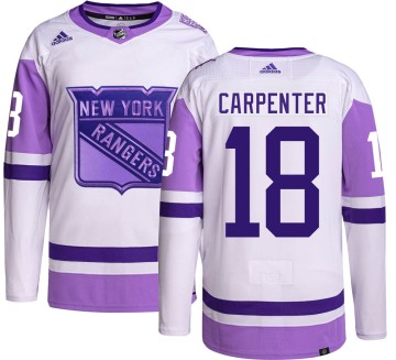 Authentic Adidas Youth Ryan Carpenter New York Rangers Hockey Fights Cancer Jersey -