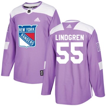 Authentic Adidas Youth Ryan Lindgren New York Rangers Fights Cancer Practice Jersey - Purple