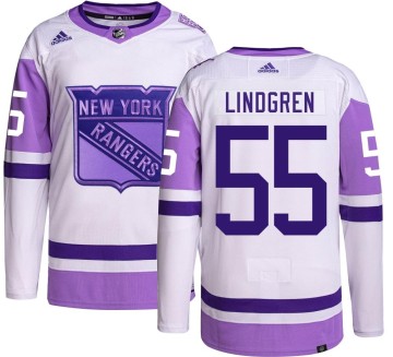 Authentic Adidas Youth Ryan Lindgren New York Rangers Hockey Fights Cancer Jersey -