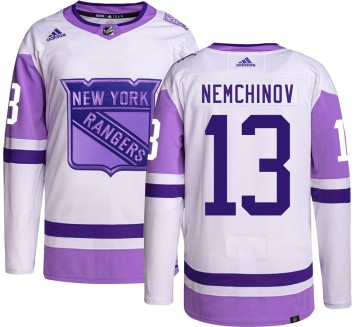 Authentic Adidas Youth Sergei Nemchinov New York Rangers Hockey Fights Cancer Jersey -