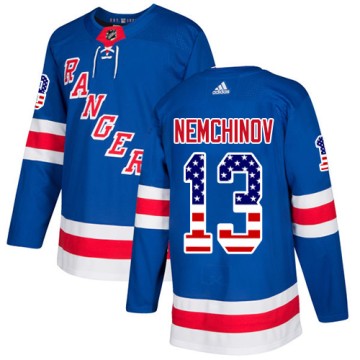 Authentic Adidas Youth Sergei Nemchinov New York Rangers USA Flag Fashion Jersey - Royal Blue