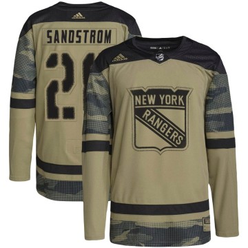 Authentic Adidas Youth Tomas Sandstrom New York Rangers Military Appreciation Practice Jersey - Camo