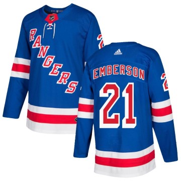 Authentic Adidas Youth Ty Emberson New York Rangers Home Jersey - Royal Blue