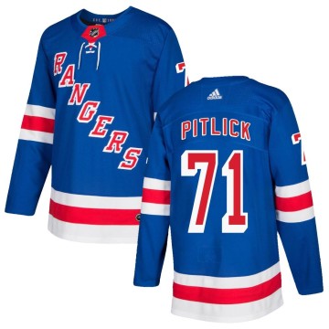 Authentic Adidas Youth Tyler Pitlick New York Rangers Home Jersey - Royal Blue