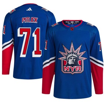 Authentic Adidas Youth Tyler Pitlick New York Rangers Reverse Retro 2.0 Jersey - Royal