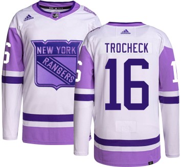 Authentic Adidas Youth Vincent Trocheck New York Rangers Hockey Fights Cancer Jersey -