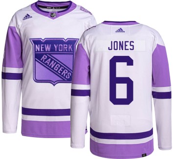 Authentic Adidas Youth Zac Jones New York Rangers Hockey Fights Cancer Jersey -