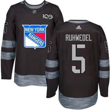 Authentic Youth Chad Ruhwedel New York Rangers 1917-2017 100th Anniversary Jersey - Black