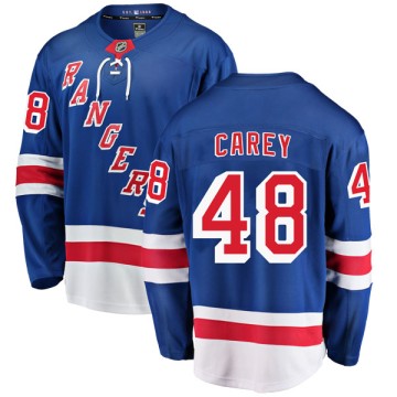 Breakaway Fanatics Branded Men's Matt Carey New York Rangers Home Jersey - Blue