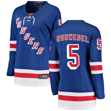 Breakaway Fanatics Branded Women's Chad Ruhwedel New York Rangers Home Jersey - Blue