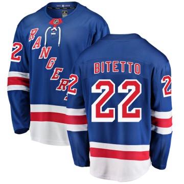 Breakaway Fanatics Branded Youth Anthony Bitetto New York Rangers Home Jersey - Blue