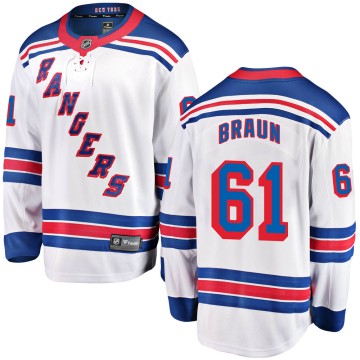 Breakaway Fanatics Branded Youth Justin Braun New York Rangers Away Jersey - White