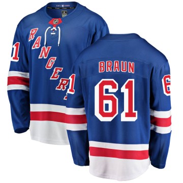 Breakaway Fanatics Branded Youth Justin Braun New York Rangers Home Jersey - Blue