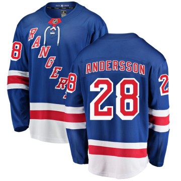 Breakaway Fanatics Branded Youth Lias Andersson New York Rangers Home Jersey - Blue